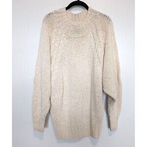 KAREN PERRY Silk Sweater Womens Size S Ivory Knit Oversize‎ Tunic Neutral Heavy
